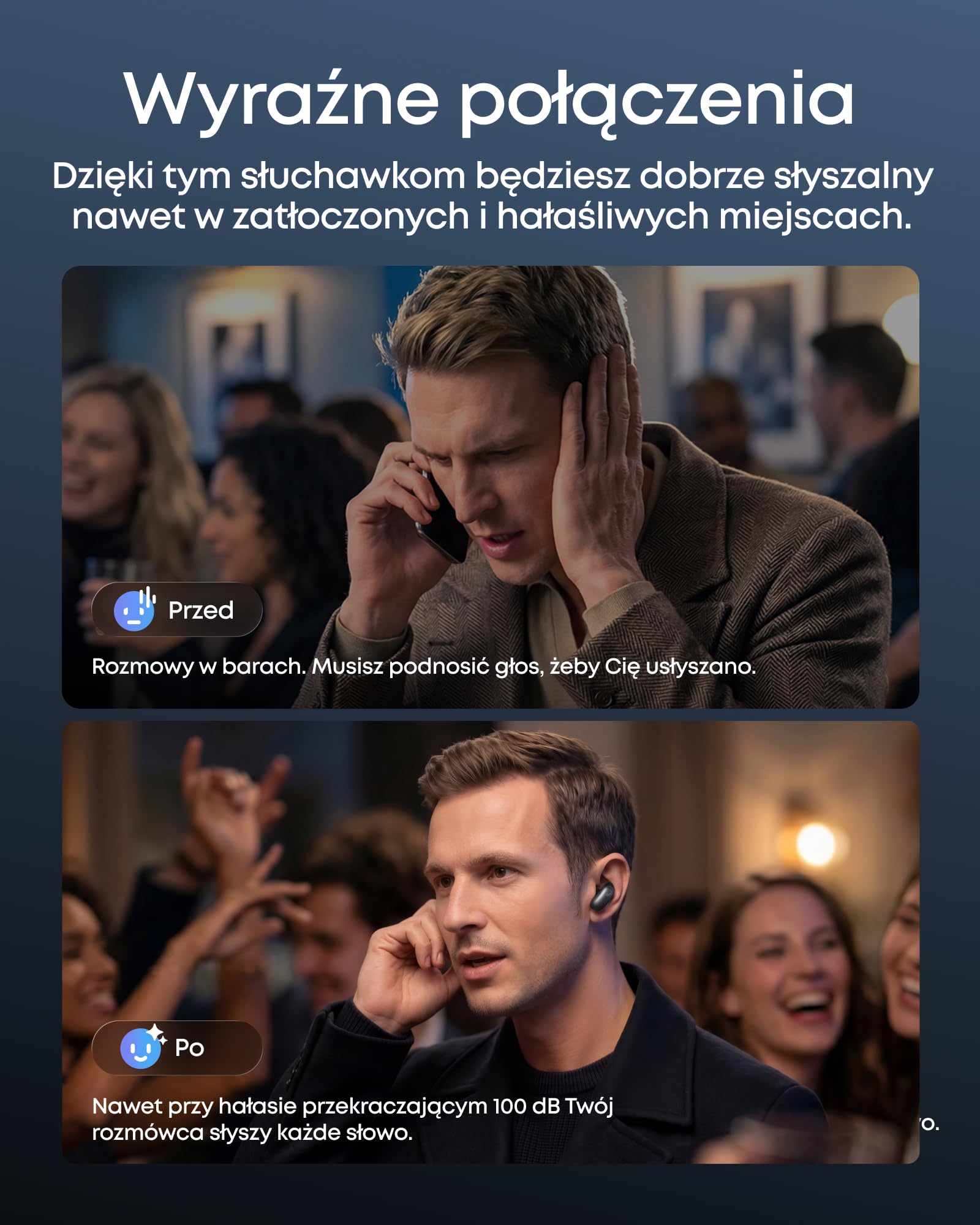Słuchawki soundcore Liberty 5 Pro Anker, chip Anker Thus™ AI, wyraźne rozmowy nawet szeptem, redukcja szumów, czas odtwarzania 6,5 godz./28 godz., 5 min. = 4 odtwarzania, ładowanie bezprzewodowe