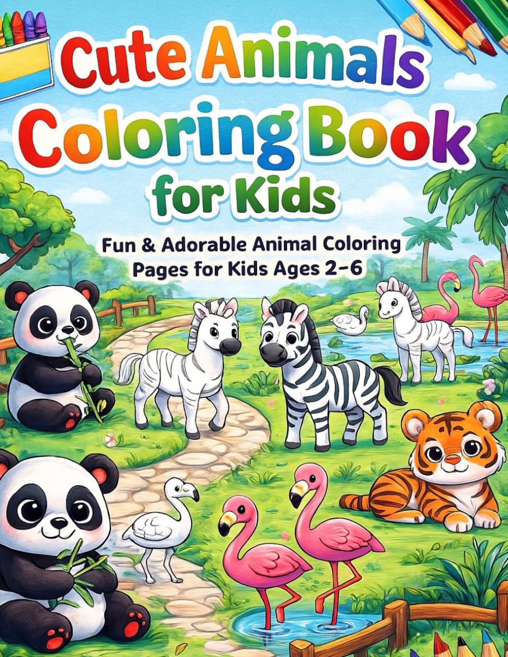 Cute & Simple Animals Coloring Book: Bold Outlines and Fun Animal Pages for Kids Ages 2–6