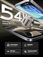 Vista 3 de LISEN 54W Mini Adaptador de Encendedor de Cigarrillos Cargador de Coche USB C Carga Rápida, Adaptador de Cargador de Coche 12V Encendedor