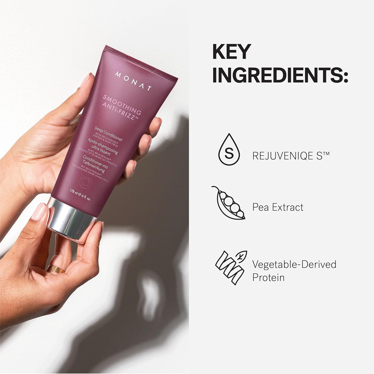 MONAT Smoothing Deep Conditioner with Rejuveniqe® - Anti-Frizz, Long-Lasting Frizz Control for Damaged Hair - Net Wt. 178 ml / 6 fl. oz