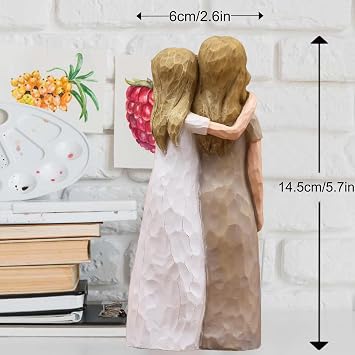 Mom Birthday Gifts from Daughter, Birthday Gifts for Mom from Daughter, Mother Daughter Gift, Mother of The Bride Gift, Sculpted Hand-Painted Figurine(Almond Rose Brown)