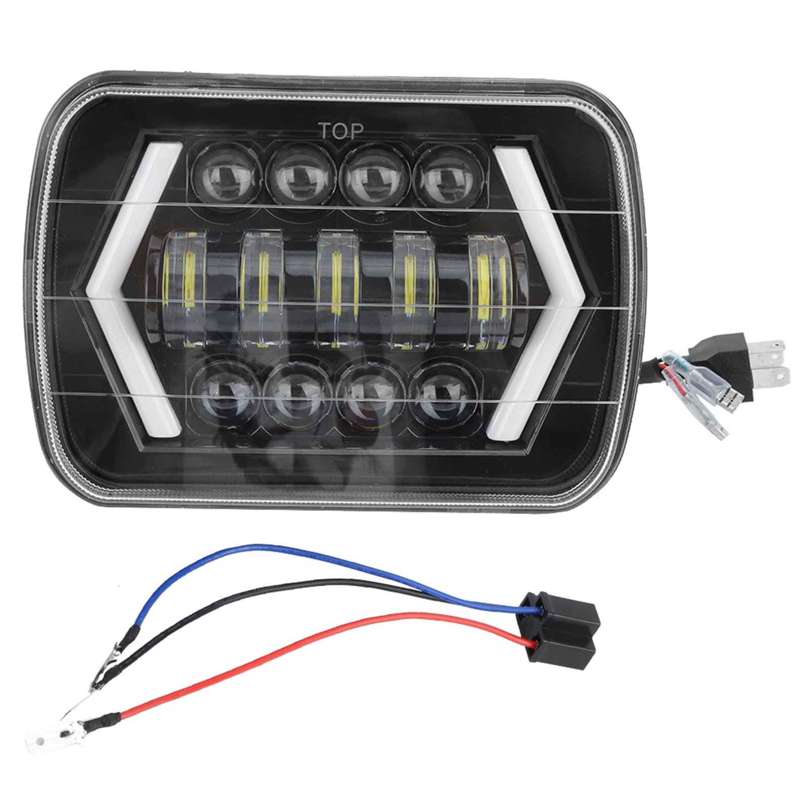 Akozon Faros Delanteros Faros Delanteros de Automóviles Carcasa Frontal de Aluminio Lámpara Frontal Cuadrada 300 W 7 pulgadas LED