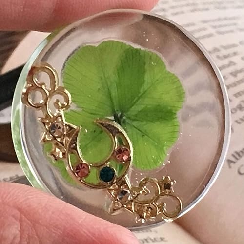 Miniatura 4 de KIN-HEBI Ficha de bolsillo de buena suerte con trébol de cuatro hojas real, conservada, 1.25 pulgadas, incluye adorno de metal (cielo nocturno)