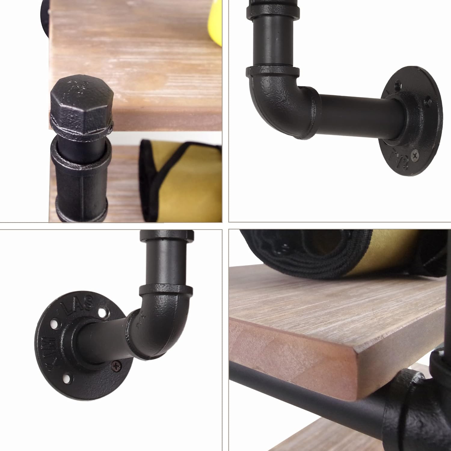 lesolar Pipe Shelving Floating Shelves Wall Shelf,Industrial Pipe Clothing Rack Wall Mounted,3 Tier Floating Shelves Iron Pipe Shelves with Towel Bar,24in Steam Punk Commercial Clothes Racks