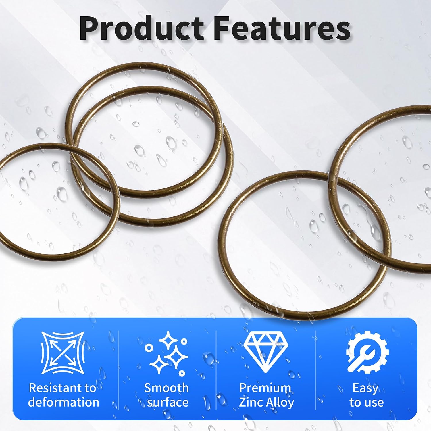 FOCMKEAS 10 Pcs Zinc Alloy O Rings, ID 20 mm, Wire 3 mm, Bronze image 3