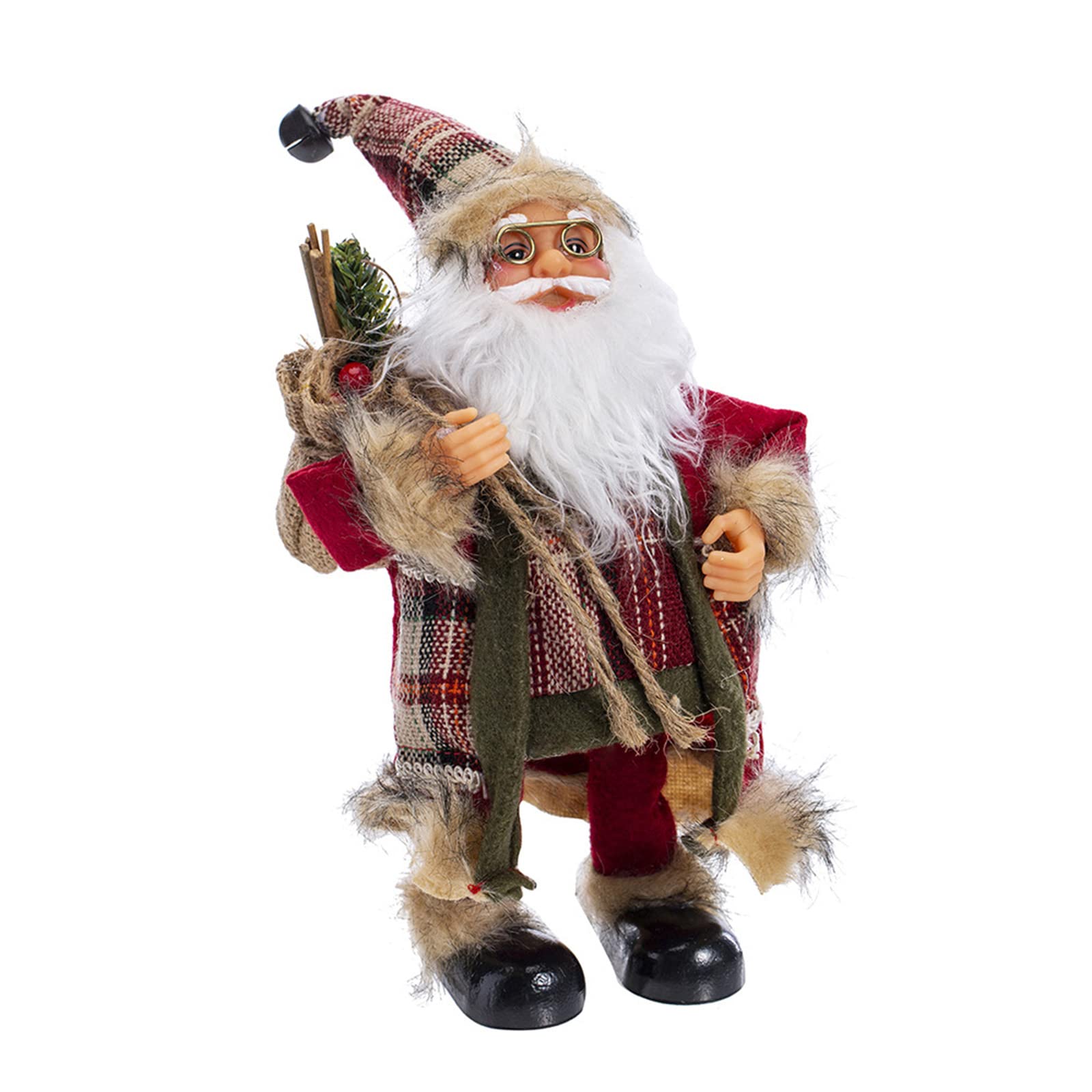 Jazuaiao 30cm Christmas Dolls Decorations 2023 New Year Ornament Santa Standing Statues Party Home Decorations Child Gift Standing Rocking Santa Dolls Plush Toy Home Decor