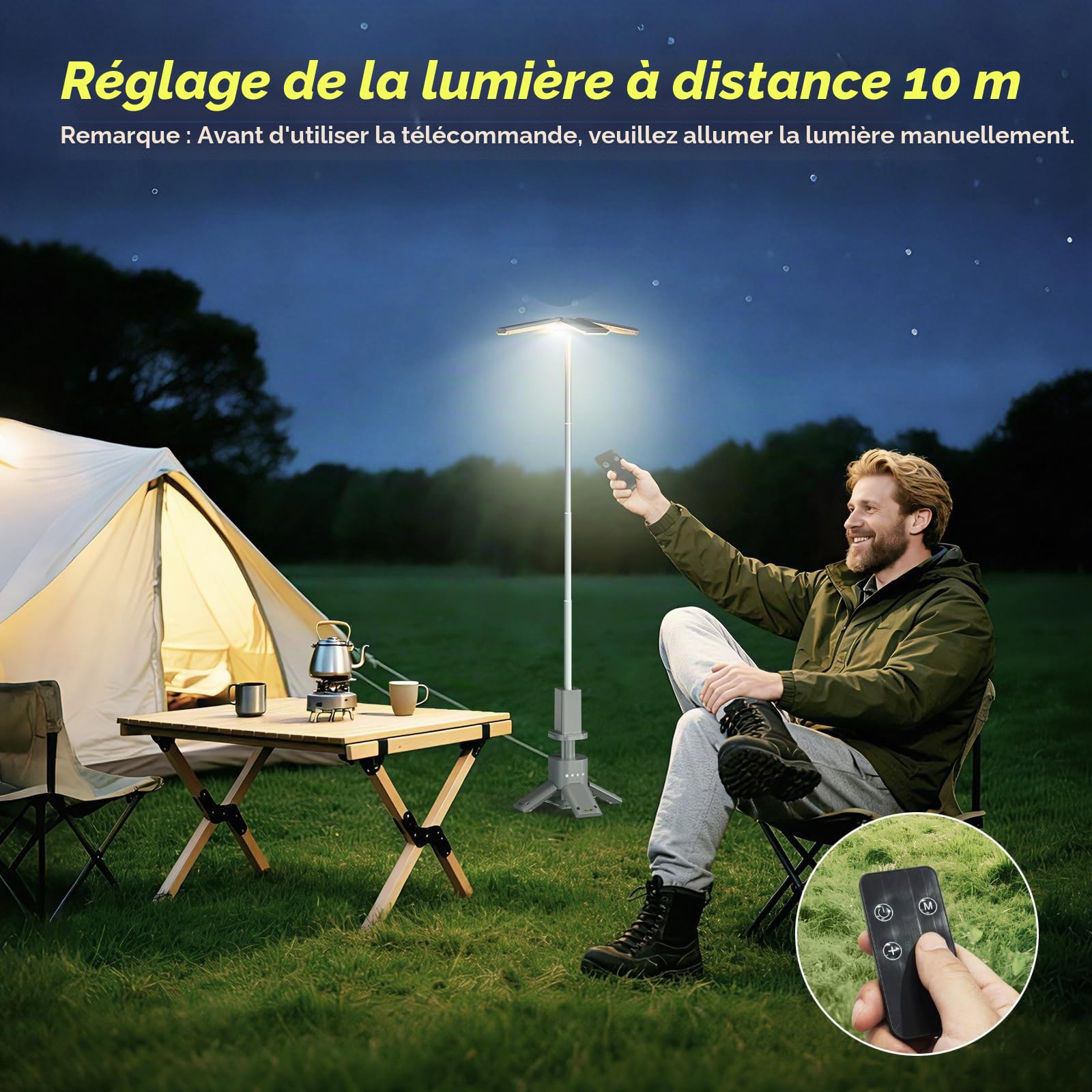 Lanterne de camping télescopique rechargeable 14000 mAh LED Multifonctions, lanternes magnétiques pour chantier, éclairage de tente de camping sans fil, Lampe de tente portable, alimentation