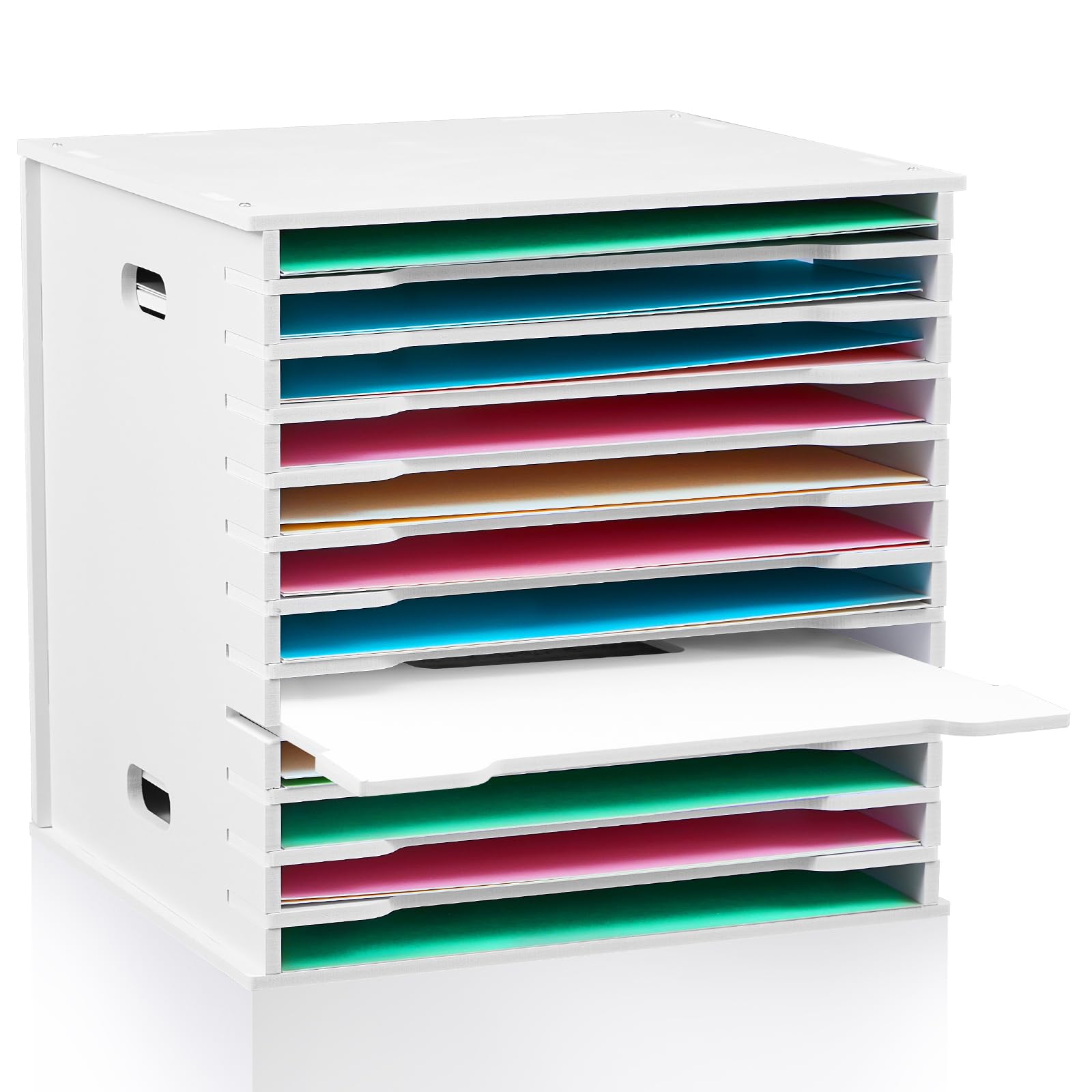 CroBlissful 12 Tier 12" x 12" Scrapbook Paper Organizer Adjustable Desk Scrapbook Paper Sorter Storage Rack File Organizer Wide Document Holder for School Office Home (13 x 13.7 x 14.5 Inches)