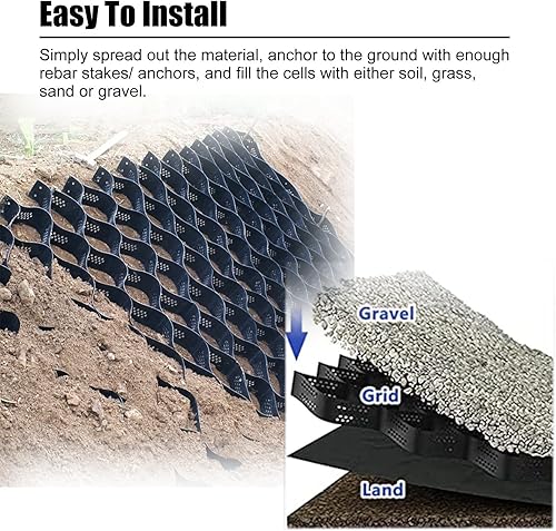 Miniatura 5 de geo grid - Rejilla geocelda de 2 pulgadas, 3 pies, 6 pies, 10 pies, 16 pies, 20 pies, 26 pies, 30 pies, estabilizador de grava para estacionamiento