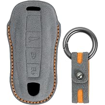 KUNIO Car Key Shell Key Cover Fits for Porsche 911 Carrera 911 Turbo S 911 GT3 Panamera 971 Turbo S Taycan Cross Turismo Keychain Leather Key Box Key Case Dark Grey