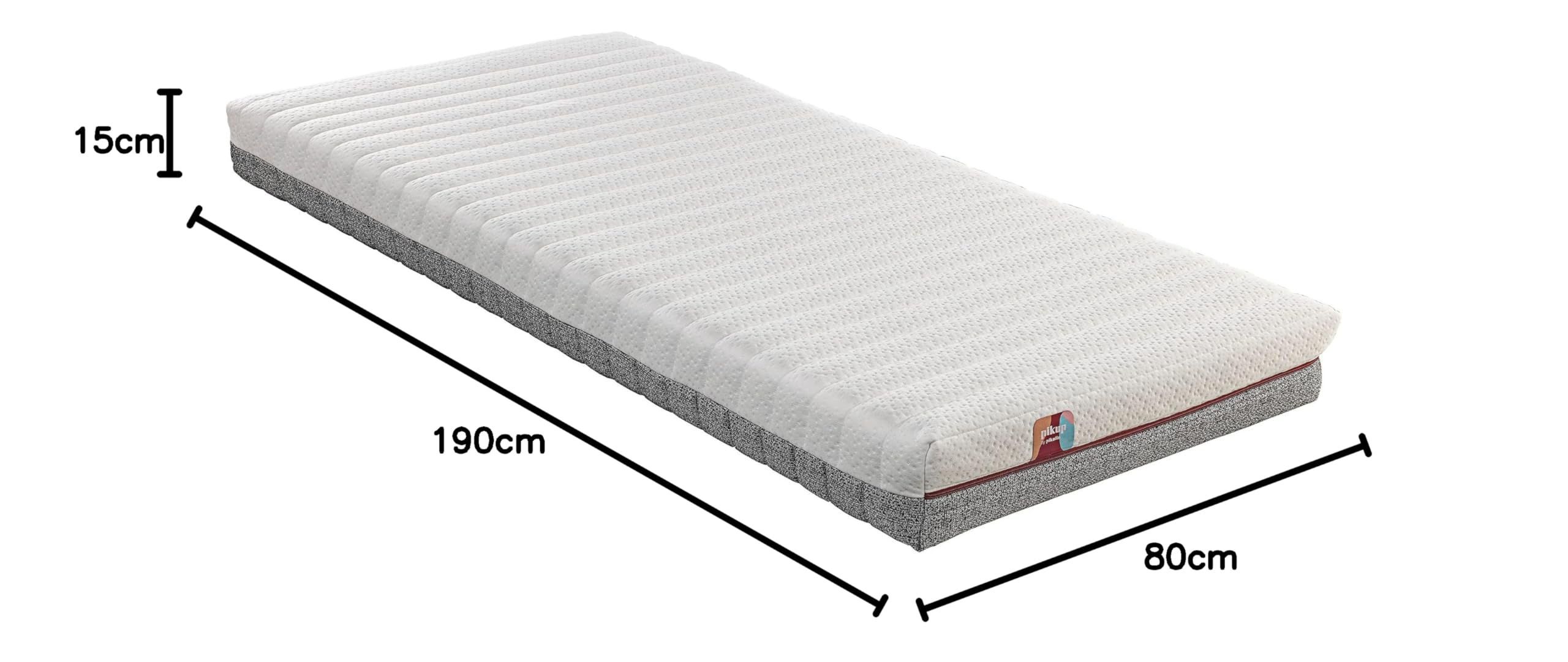 PIKOLIN Materasso Singolo 80 x 190 cm per Letto a Scomparsa e Letto a Castello Schiuma HR Extra Comfort Rivestimento Lavabile Alta Traspirabilità PIKUP Kids
