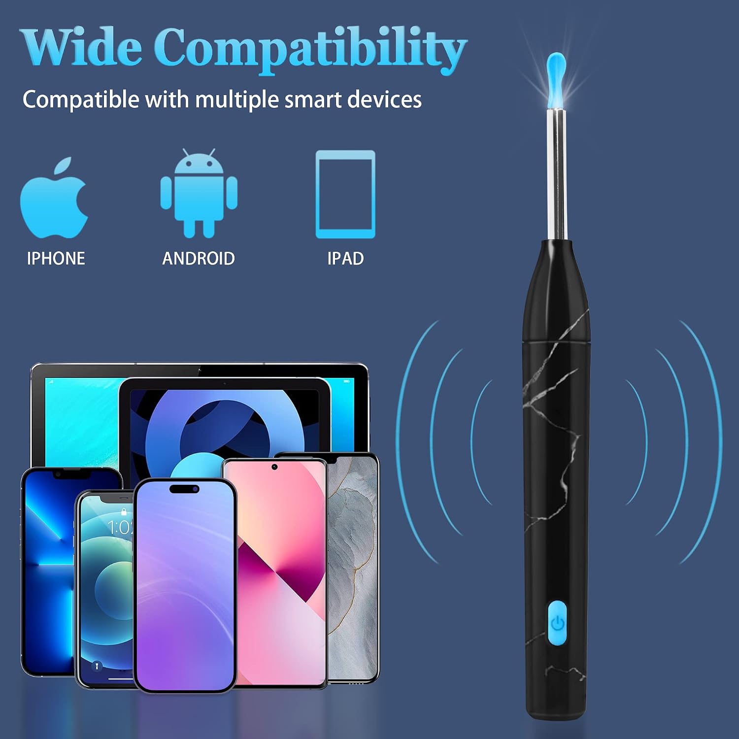 Ear Wax Removal Tool, 1920P HD Ear Wax Removal with Camera, Soft Silicone Ear Scoop for Ear Cleaning, 6 LED Lights, Compatible with iPhone, iPad, and Android