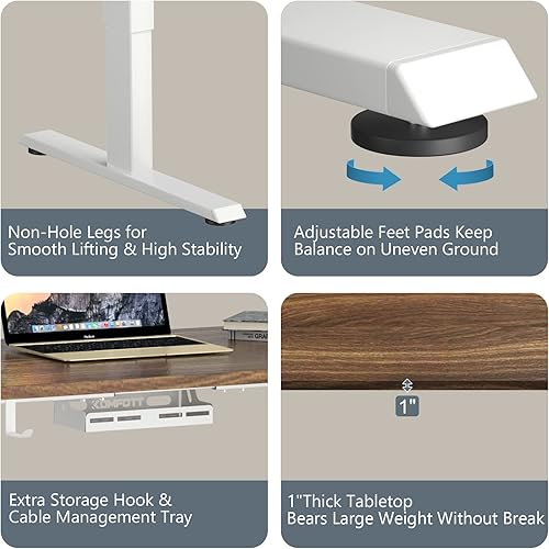 Miniatura 47 de Tangkula Escritorio eléctrico de pie con motor doble, estación de trabajo de 48 x 30 pulgadas de altura ajustable para computadora con controlador