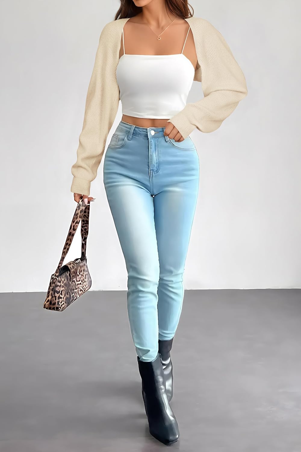 Arach&Cloz Women's Wool Blend Bolero Shrug Spring Fashion Cropped Cardigans 2026 - Image 5