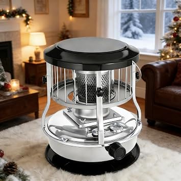 Kerosene Heater for Indoor & Outdoor Use, Portable 9000 BTU Non Electric Kerosene Stove with Oil Gauge, Cordless Space Heater for Home, Camping, Cooking and Heating White