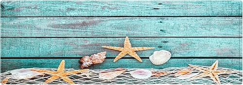 Miniatura 6 de Alfombra de franela de 2 x 6 pies, alfombra de baño antideslizante para cocina y baño (estrella de mar roja)
