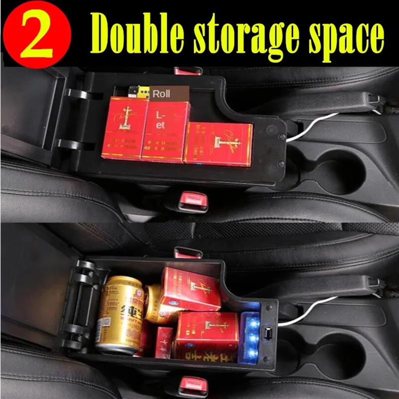 Scatola Bracciolo Con Supporto Multifunzionale Accessori Per La Modifica Degli Interni Dell'auto Imbottiti In PU Per Hilux Consolle centrale(B brown 3USB)