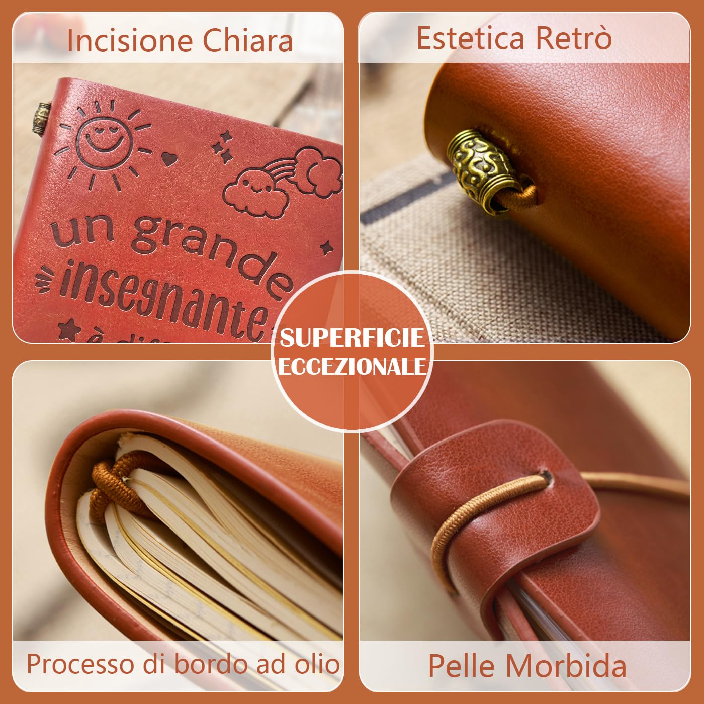 Regalo Insegnanti Fine Anno Grazie Maestra, Quaderno in Pelle A5 Copertina in Similpelle