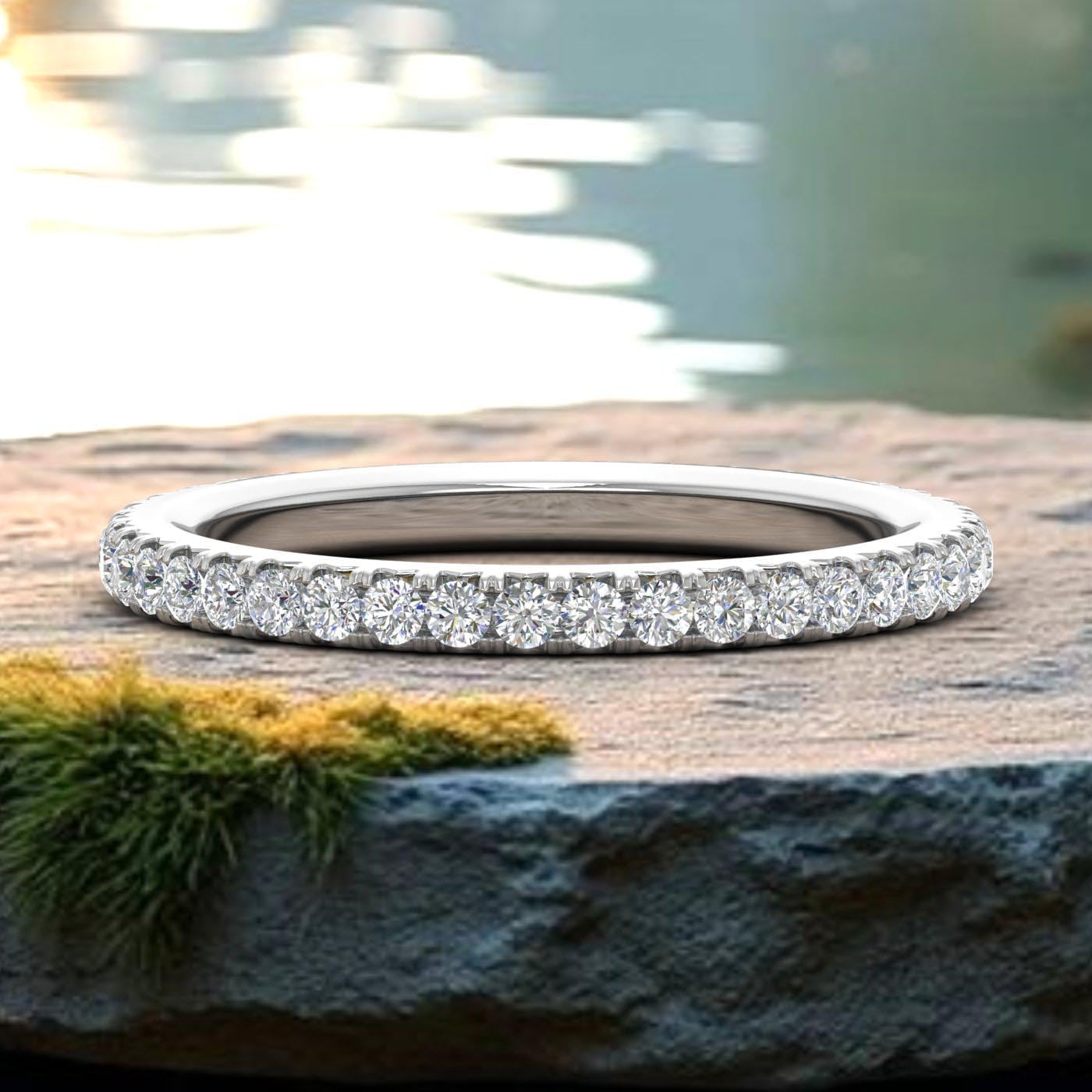 1/2 Carat Prong Set Diamond Ladies Eternity Ring in 14K Gold (I1-I2 Clarity)