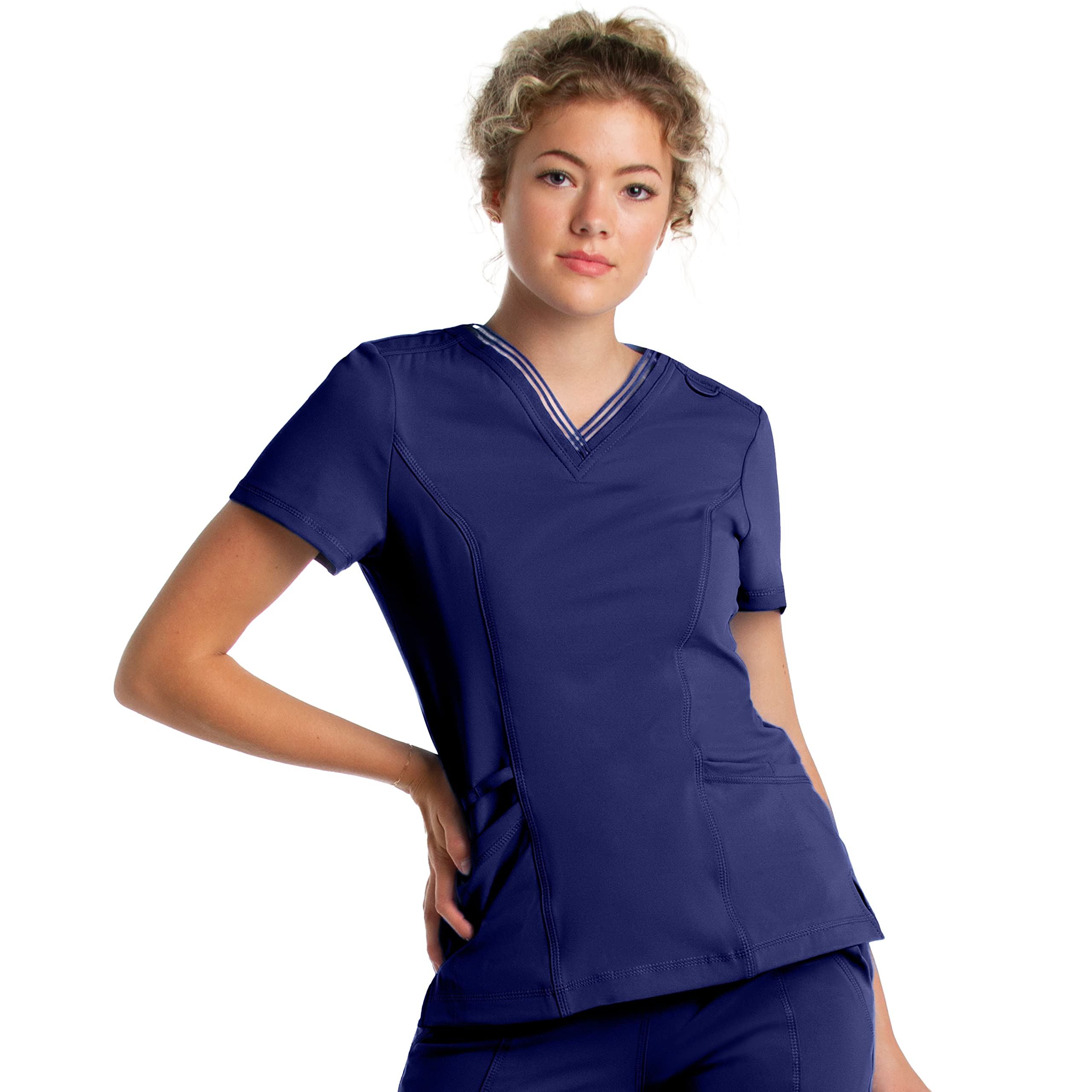 Urbane Impulse Slim Fit Extreme Stretch 2-Pocket V-Neck Scrub Top for Women 9105