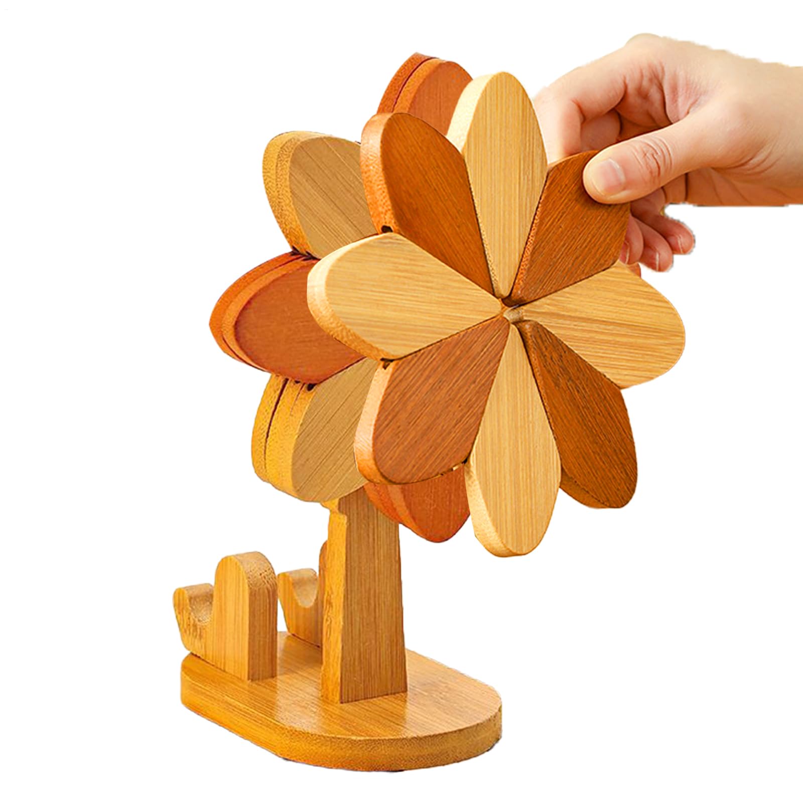Dessous de plat en bois avec support de téléphone pour tasse et casserole