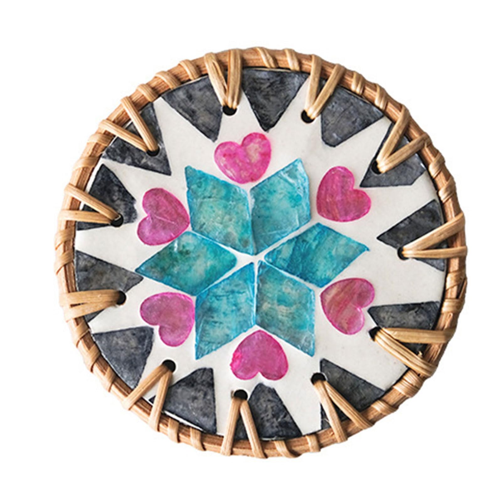 Rattan Coasters Colorful Beverage Coasters Practical Insulated Cup Mat Handwoven Insulation Pad Placemat