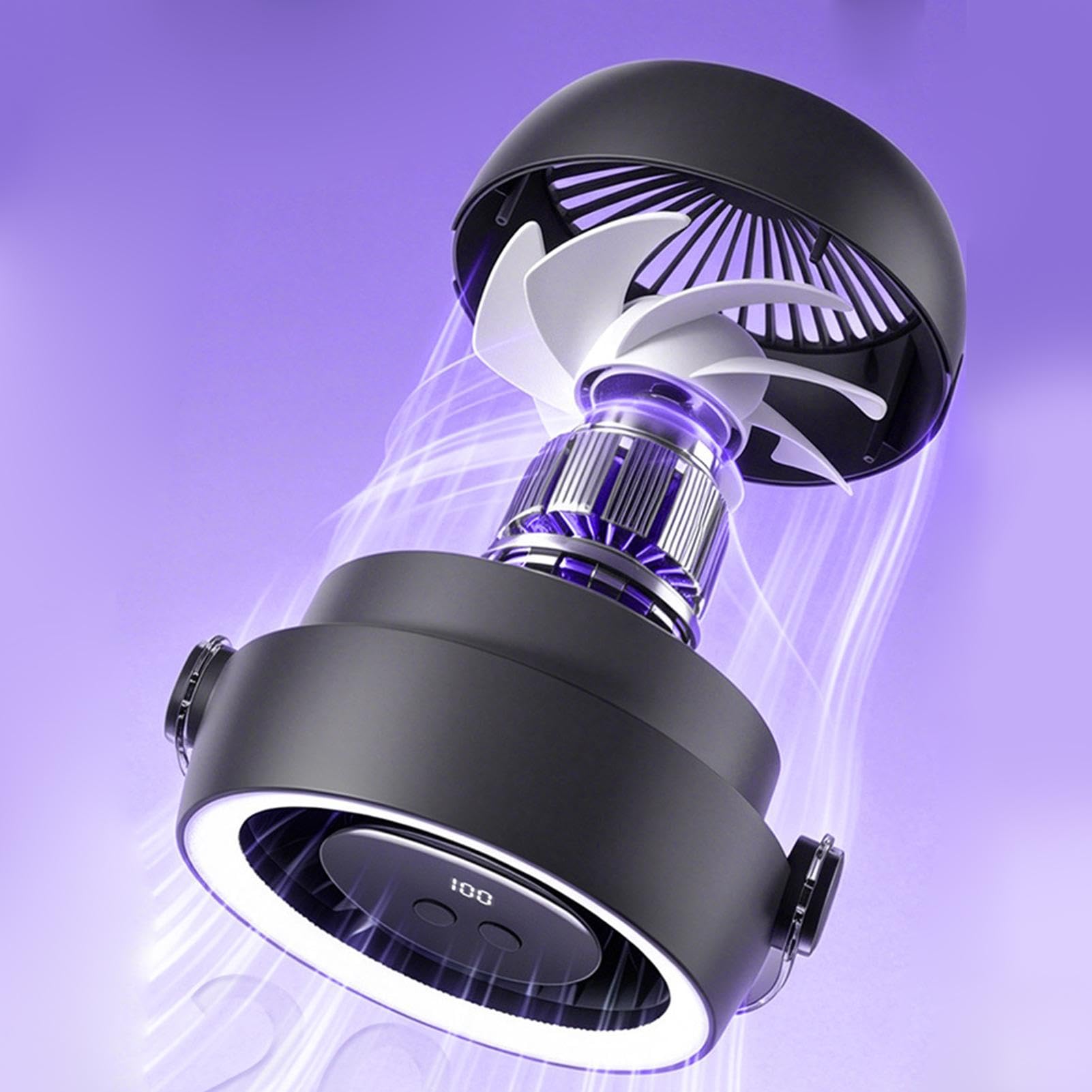 Ventilatore da Scrivania Ufficio Ricaricabile Con Luce E 100 Velocità