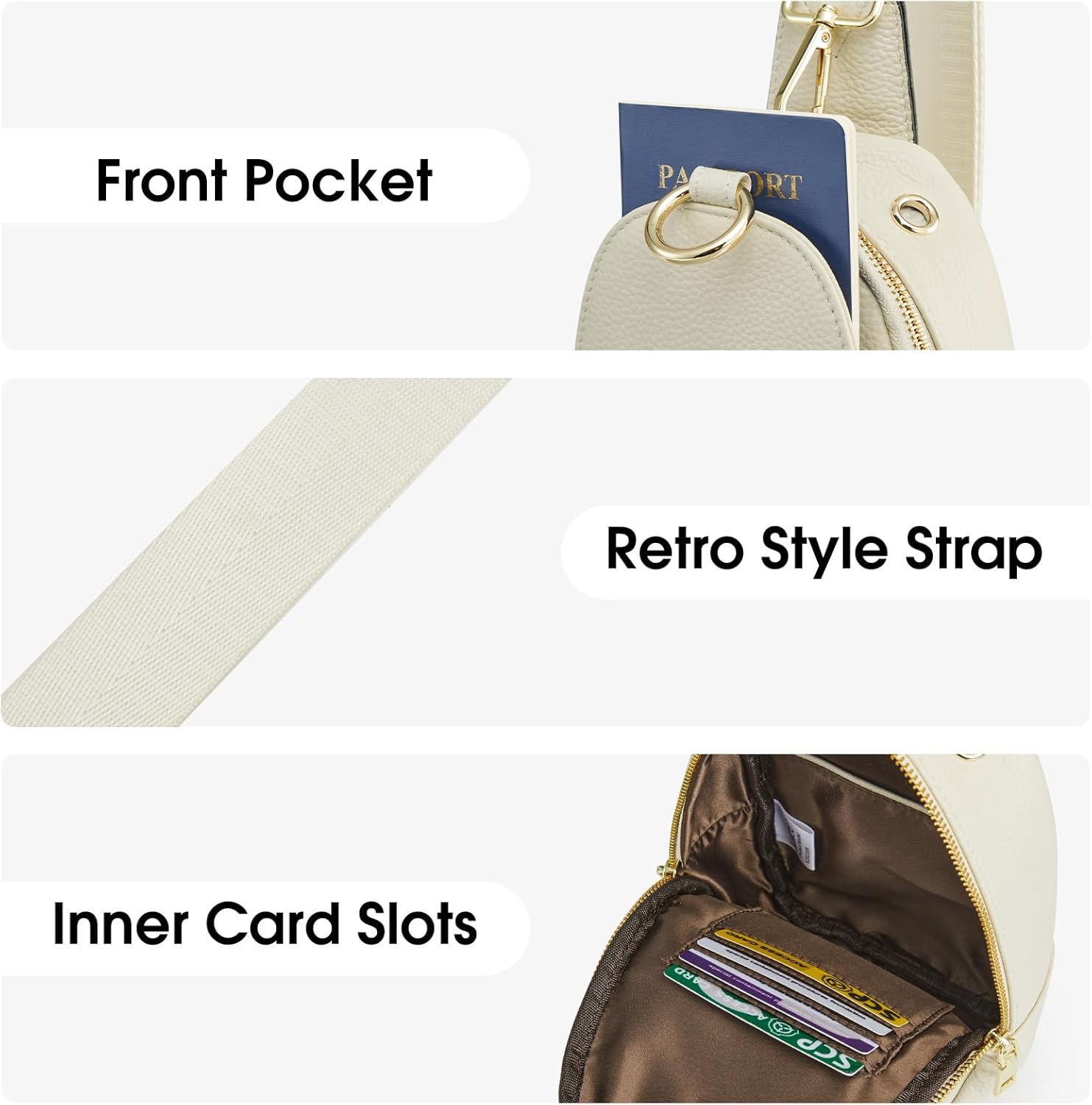 Kattee Leather Sling Bag for Women, Womens Leather Fanny Crossbody Purse for Travel，Small Sling Bag with RFID Blocking | Small, with RFID Blocking - Image 7