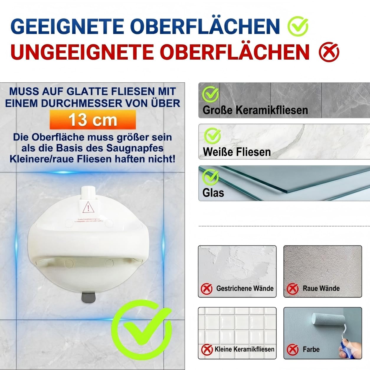 Verbesserter Dusch-Haltegriff, Haltegriffe für Badewannen und Duschen, 190 kg, extra starker Saugnapf-Duschgriff, Sicherheits-Stabilität, Handicap-Haltegriffe, Duschgriffe für ältere (HB-2P)