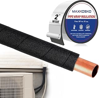 MAXKOSKO Pipe Insulation Tape, 13 Ft x 2 in Outdoor Water Pipe Wrap Insulation Roll, Foam Insulated Wrap Self-Adhesive for Pipe Freeze Protection, Heat Tape for Water Pipes, Copper PVC AC Line