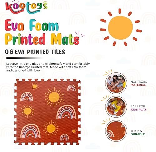 Miniatura 3 de Alfombra de juego impresa para bebé, 6 azulejos de espuma entrelazados (23.62 x 23.62 pulgadas), decoración de habitación de niños, tapete para