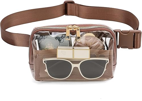 Riñonera transparente aprobada por estadios para mujeres y hombres con correa ajustable, bolsa cruzada transparente para conciertos, deportes,
