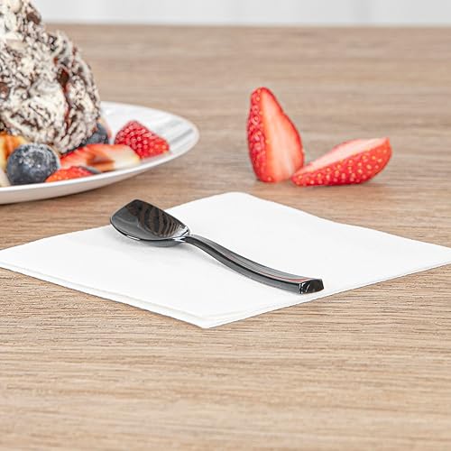 Miniatura 6 de Restaurantware Cucharas de postre de 4.5 x 1 pulgada, 500 cucharas desechables de degustación, asas resistentes, cucharas de plástico negro de alta