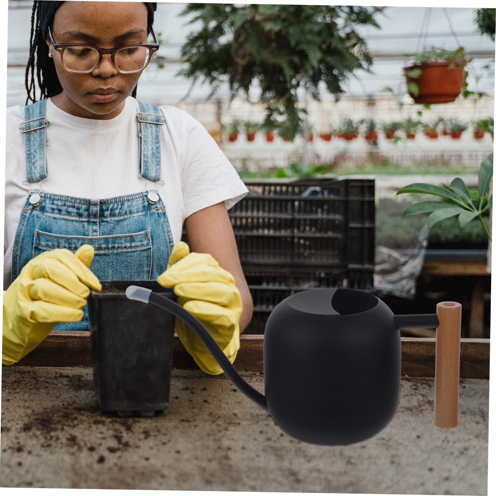 TOYANDONA Longue Bouche arrosoir Pouvez arrosoir de Jardin Joli arrosoir pour Plantes d'intérieur Petit arrosoir pour Plantes d'intérieur arrosoir Plantes d'intérieur Acier Inoxydable Noir