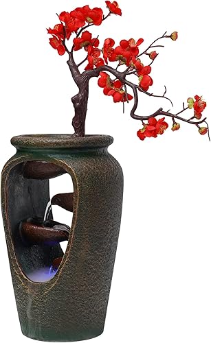 Miniatura 3 de Fuente de agua de mesa para interiores con bomba automática, cascada iluminada, fuentes de agua para interiores para amigos o familiares, decoración