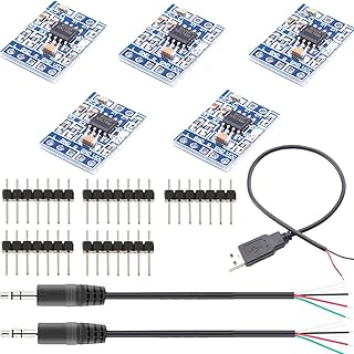 DKARDU 5 pcs Audio Amplifier Board HXJ8002 Mini Amplifier Module DC 2.0-5.5V 3W Solo Channel Audio Power Amplifier Module with pin Header 3.5mm Audio Cable USB Male Cable