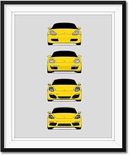 Porsche Boxster Generations Inspired Poster Print Wall Art Handmade Decor of the History and Evolution of the Boxster 986, 987, 981, 718 (Unframed)