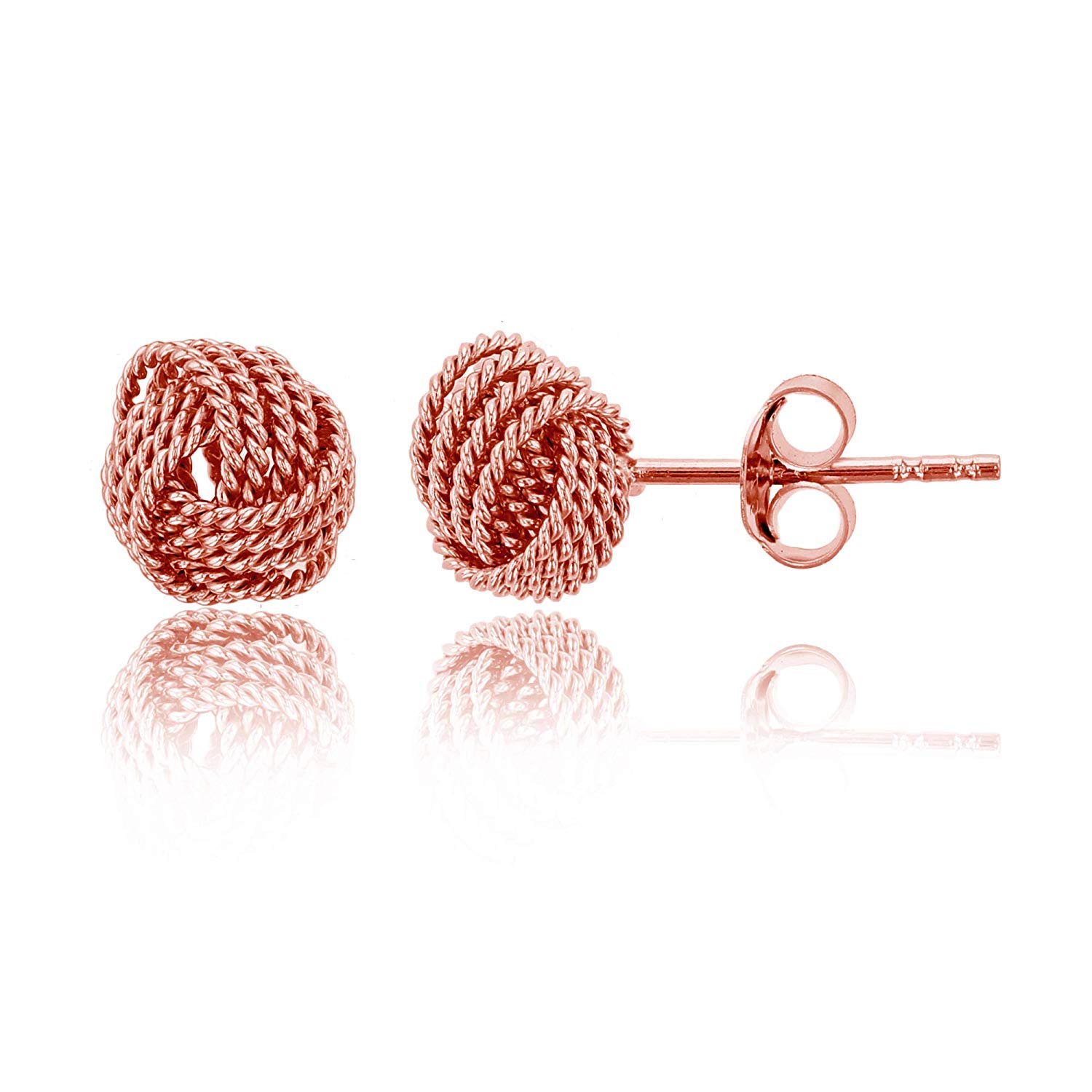 DECADENCESterling Silver Rope Love Knot Stud Earrings for Women | Love Knot Stud Earrings | Secure Friction Back Closure | 14k Plated Shiny Classic Earrings