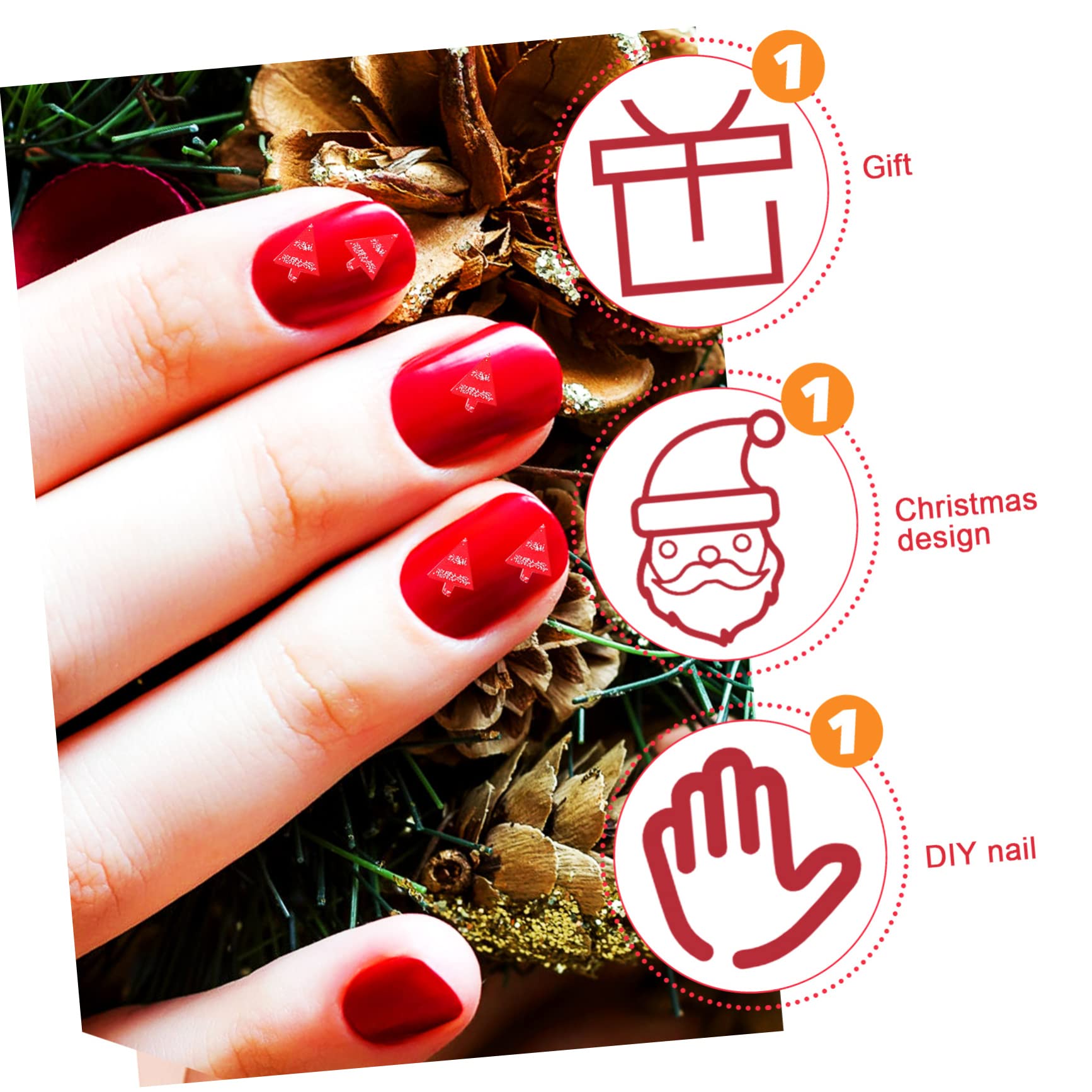 FRCOLOR 5 Set Adesivi Per Unghie Natalizi Ragazze Unghie Finte Unghie Finte Per La Festa Di Natale Consigli Per Decorazioni Natalizie Per Le Unghie Rosso 5 Fogli 5 Fogli*5