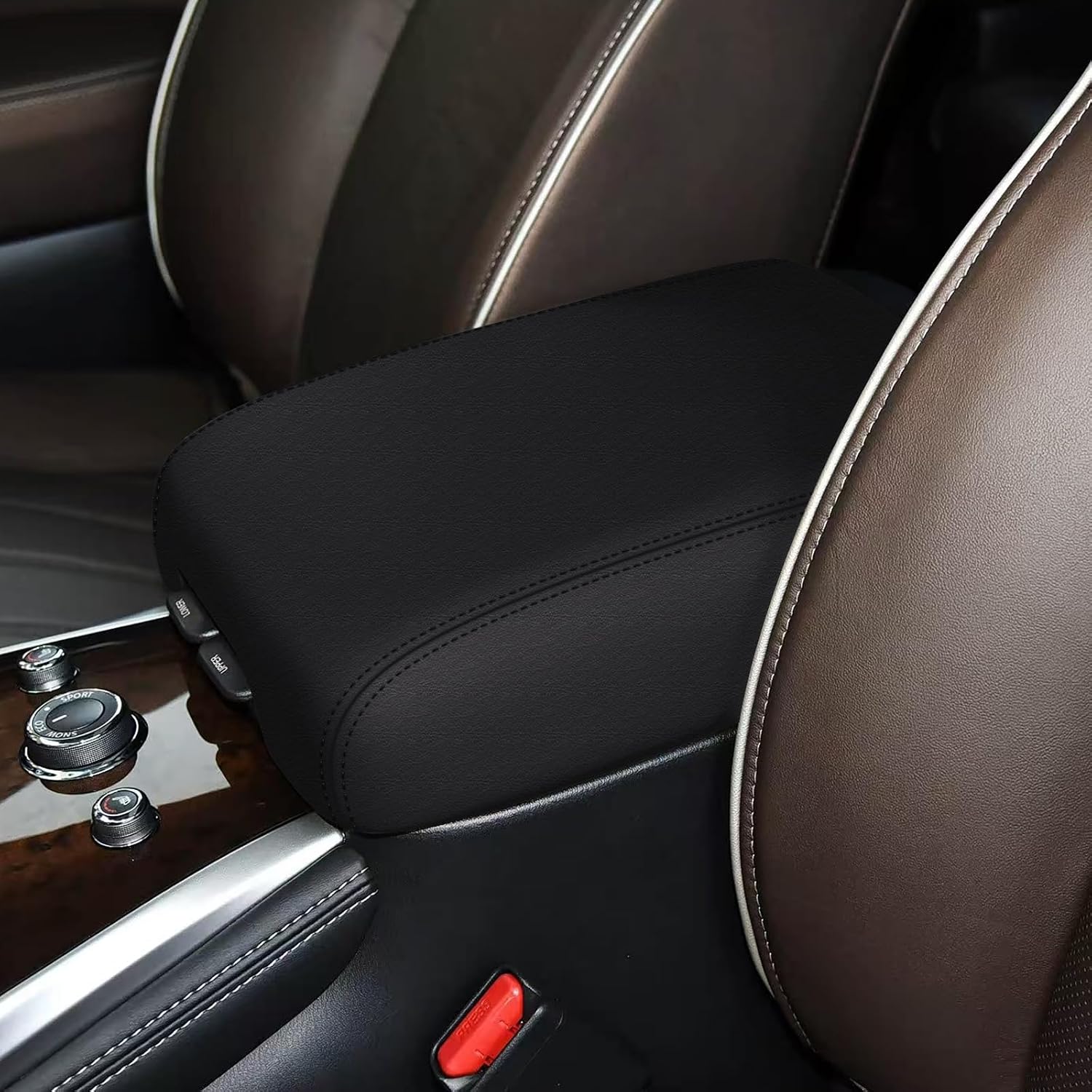 Gloves for Infiniti QX60 2021 2020 2019 2018 2017 2016 2016 2015 2014 2013 Center Console Cover (Black) Waterproof Scratch-Resistant Leather Handrail Cover for Infiniti QX60 Accessories