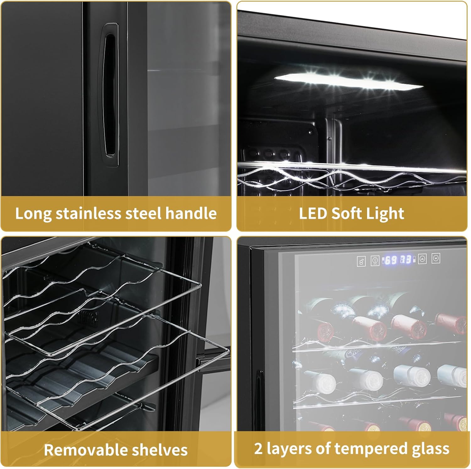 Dual Zone Wine Fridge,28 Bottle Wine Cooler Refrigerator, Freestanding Compressor Wine Chiller w/Adjustable Temperature, Compact Mini Wine Fridge with Digital Control & Removable Shelves & Glass Door