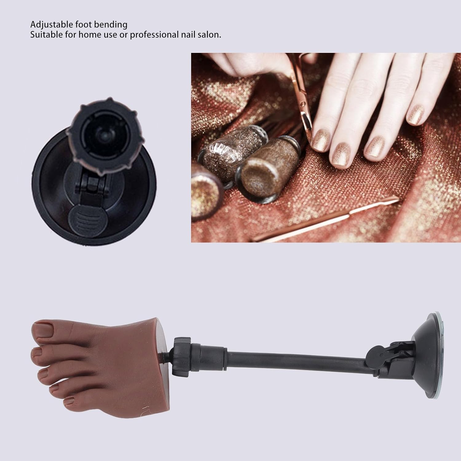 Silicone Nail Practice Trainning Foot with Stand, Flexible Bendable Nails Half Foot Model, Manicure Mannequin Fake Foot Model Pedicure for Salon Art Training Display (Left Foot)