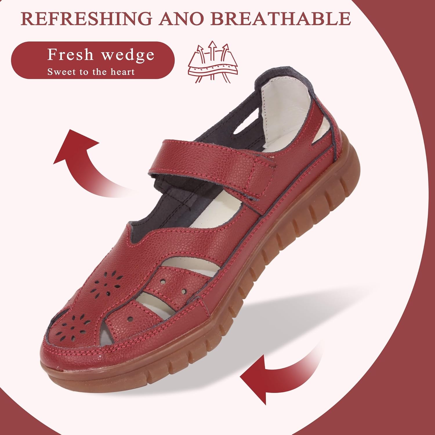 Women 's Classic Genuine Leather Casual Flat Sandal Closed Toe Fisherman Sandals Comfy Work Sandal Everyday Walking Shoe - Image 2