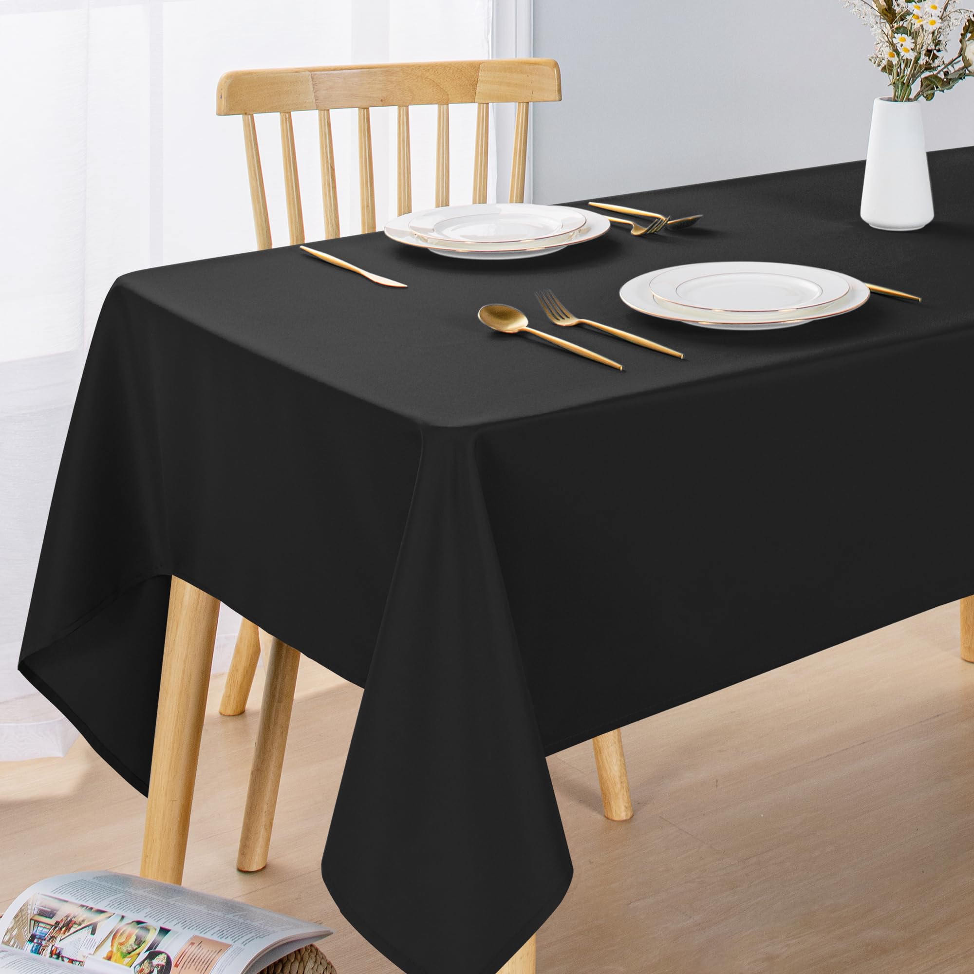 フェレル 黒の長方形ダイニングテーブルカバー フェレル 黒の長方形