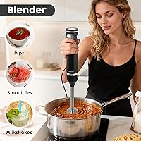 Vista 3 de 2-In-1 Hand Mixer Immersion Blender Electric Handheld, Portable Hand Blender Electric Mixer with Beater Dough Whisk & Blending Cup, Food Processor