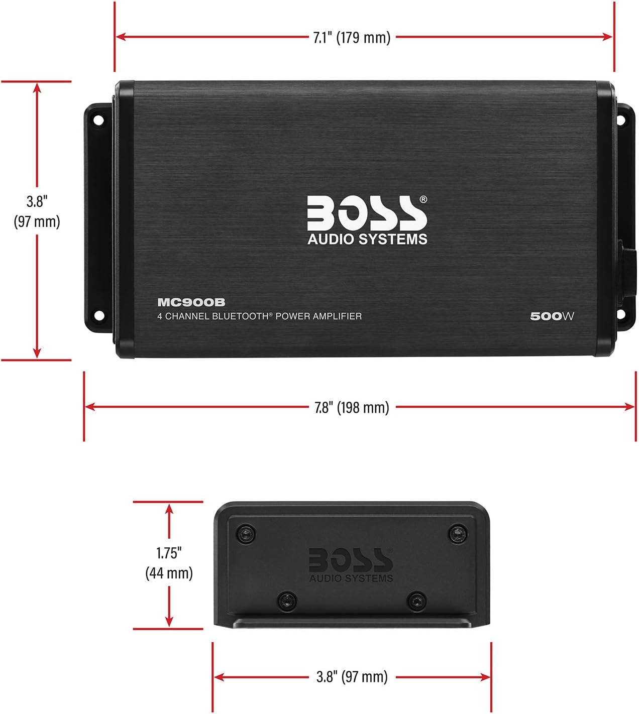 BOSS Audio Systems ASK904B.64 Marine Weatherproof Amplifier and Speaker Package - Full Range 500 Watt Amplifier With Bluetooth Remote, 6.5 Inch 180 Watt Full Range Speakers, No Receiver Needed, Black : Electronics