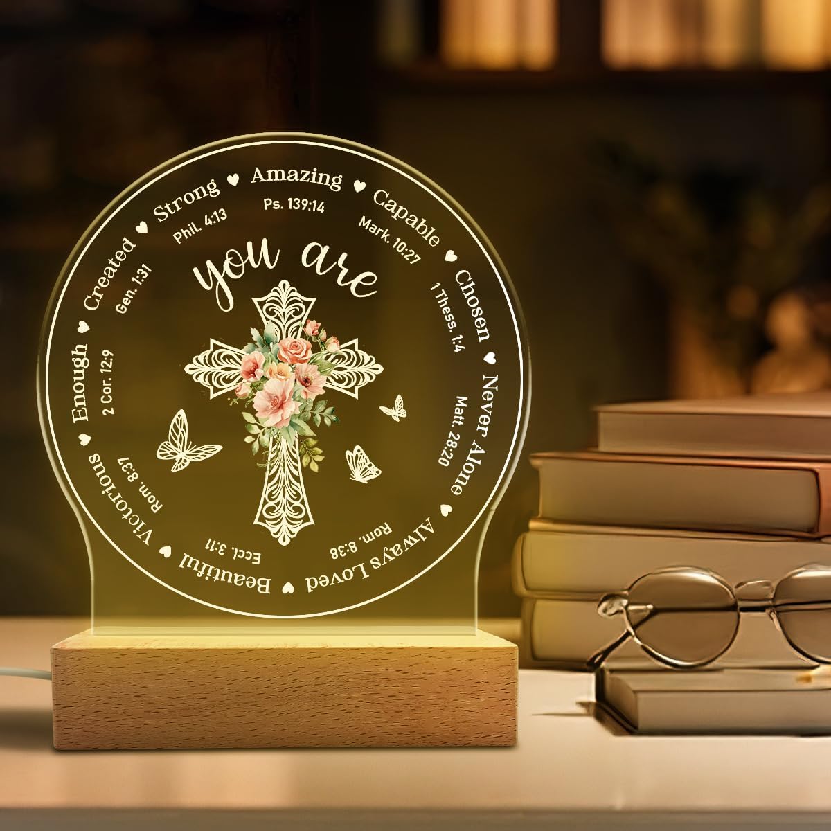 Christian Night Light - Bible Verses Acrylic Night Light for Women - Inspirational Religious Gift Decor for Birthday Christmas image 5
