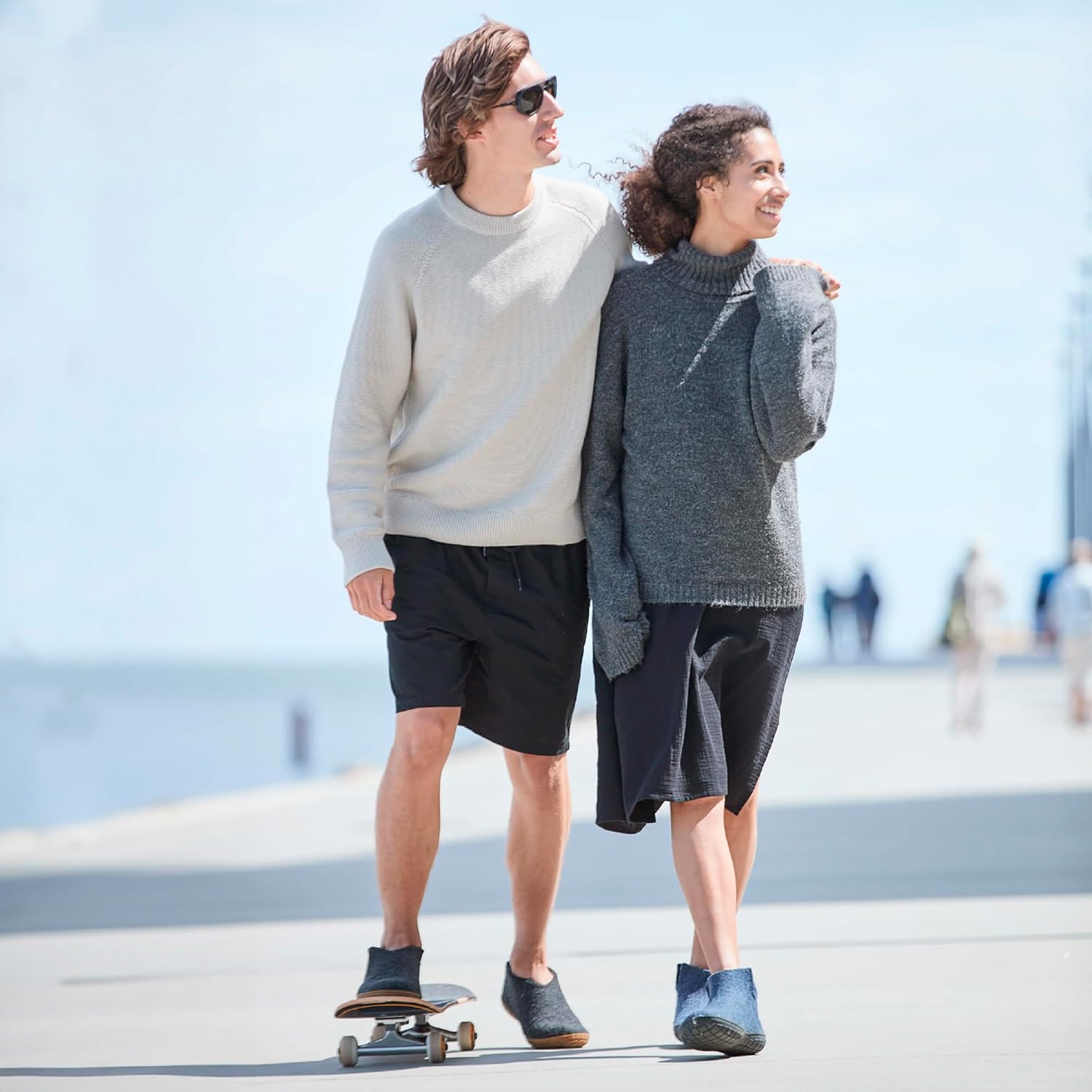 Glerups 100% quality wool mix Boot Slipper with rubber sole - Unisex - Denim - Image 3