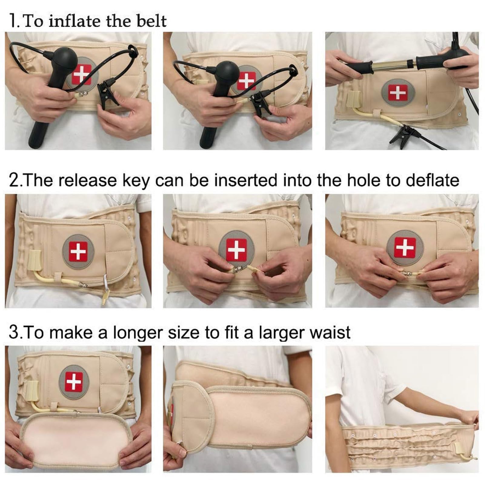 Cintura di Supporto lombare per Alleviare i Dolori lombari, Gonfiabile per Alleviare i dolori Muscolari e Prevenire le lesioni per la Correzione Della Postura