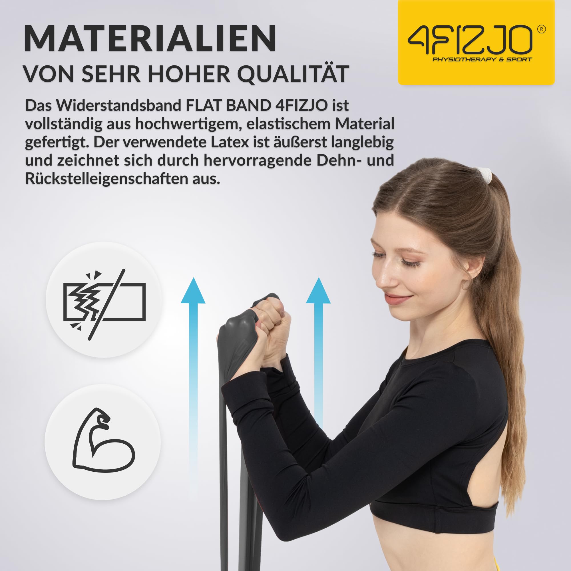 4FIZJO Latex Fitnessband, 30m, Widerstandsbänder krafttraining, Calisthenics Equipment, Trainingsband für Yoga, Gymnastikband, Rehabilitationsband